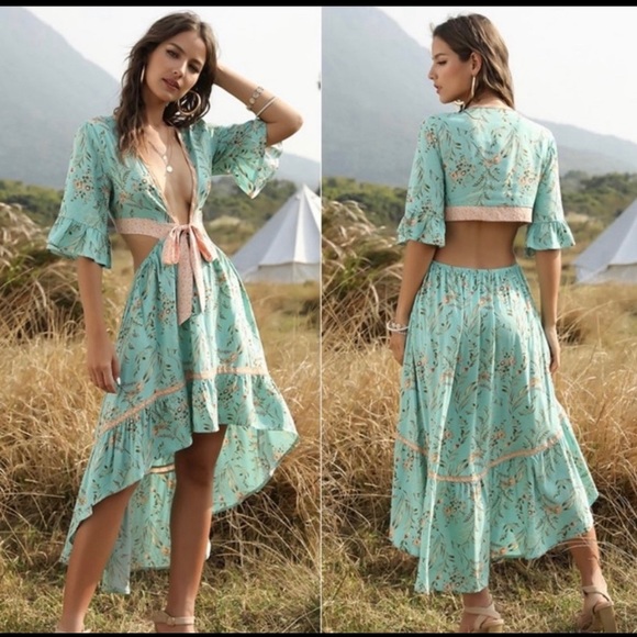Aluna Levi Dresses Nwt Bestsellerprint Mint Green Boho Dress Poshmark